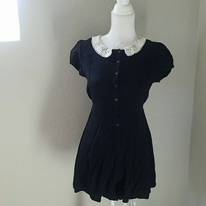 Black/Cream Crochet Collar Romper